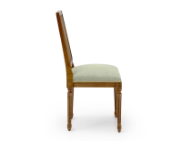 Chaise ancienne style Louis XVI dossier canné assise tissu vert sauge