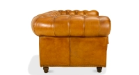 2 seater Chesterfield leather sofa cognac studded armrests