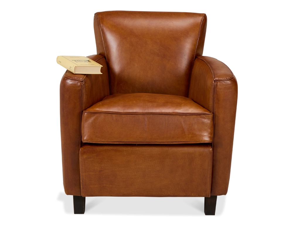 Leather club armchair light brown