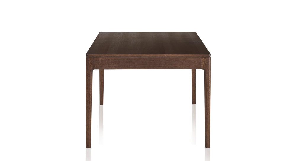 8 person oak dining table dark brown tint wooden top 180x100 cm