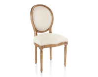 Chaise ancienne style Louis XVI bois teinte ancienne et tissu chevron beige