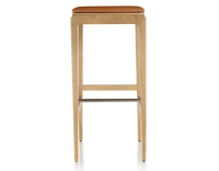 Taburete de bar de diseño H80 cm madera tinte natural asiento piel caramelo