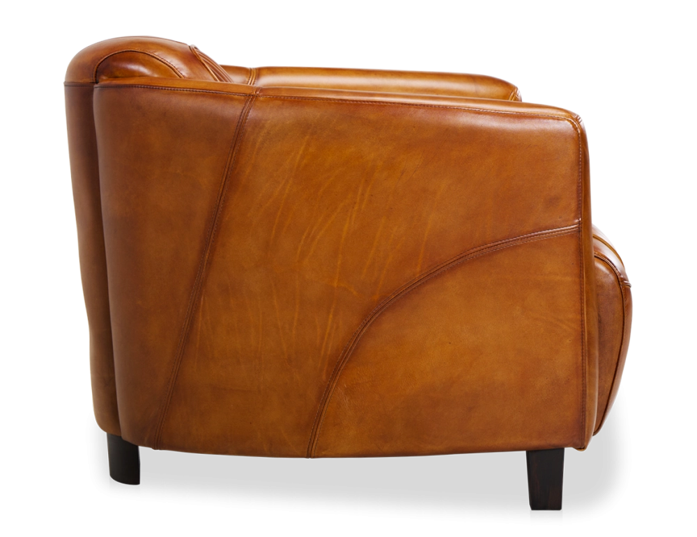 Fauteuil club cuir cognac