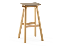 Taburete de bar de roble tapizado H80 cm madera tinte natural asiento tejido topo