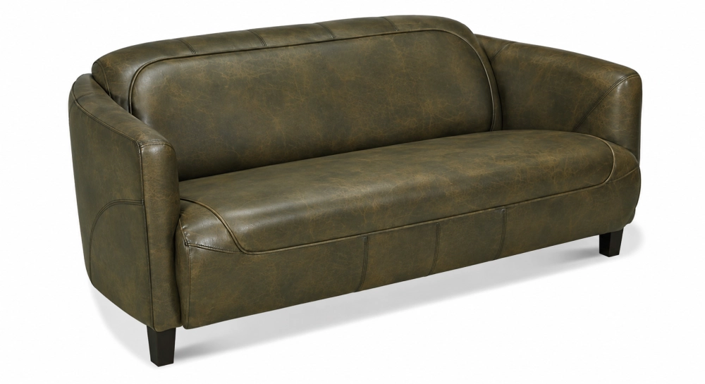 3 seater leather club sofa olive green