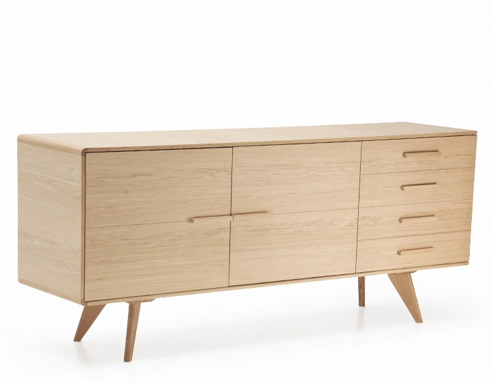 3-door oak sideboard natural wood finish
