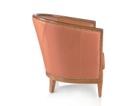 Antique armchair with moulded armrests bois teinte ancienne et cuir châtain