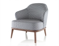 Designer armchair tissu pied-de-poule bleu et blanc
