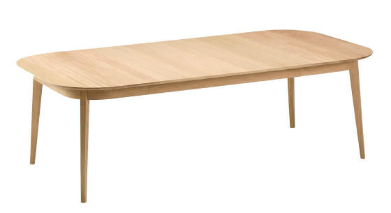 Table extensible 8 à 12 personnes en chêne avec plateau et allonges bois teinte naturelle 210x100 cm
