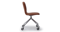 Chaise de bureau avec roulettes assise cuir camel