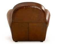 Fauteuil club cuir marron vintage accoudoirs cloutés