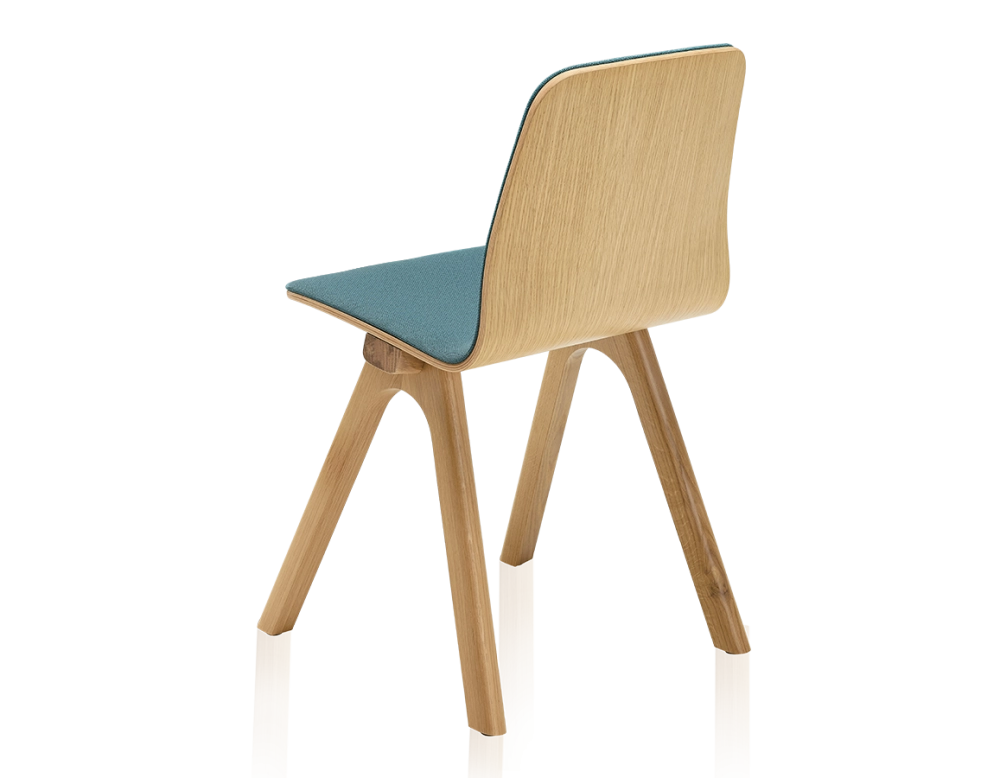 Silla de diseño de roble tapizada madera tinte natural asiento tejido azul océano