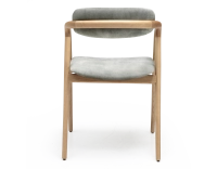Chaise scandinave bois teinte naturelle assise tissu velours gris bleu