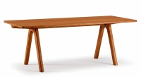 Mesa de comedor para 8 a 10 personas de roble tinte cerezo tablero de madera 210x100 cm