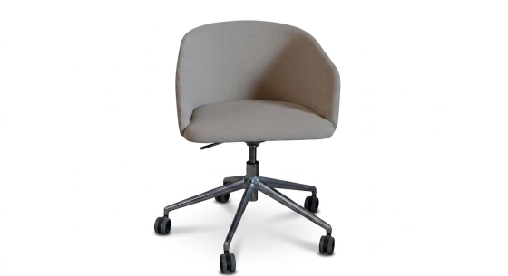 Silla de oficina con ruedas asiento de tejido beige texturizado