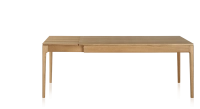Mesa extensible de 8 a 14 personas de roble con tablero y extensiones de madera en tinte natural 210x100 cm