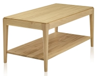 Table basse rectangulaire en chêne avec tablette teinte naturelle 100x50 cm