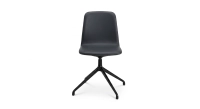 Chaise de bureau sans roulettes dossier bois teinte anthracite assise en cuir de vachette anthracite