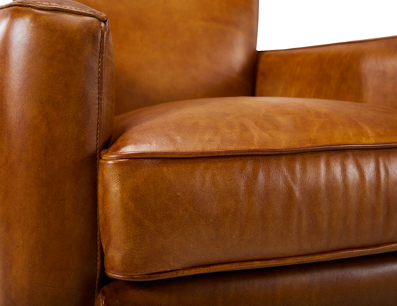 Leather club armchair cognac