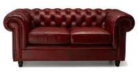 2 seater Chesterfield leather sofa Bordeaux studded armrests