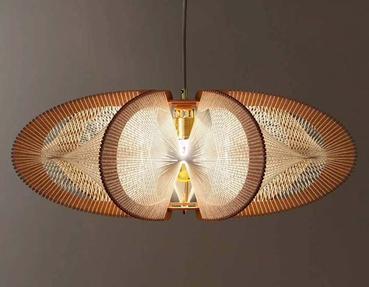Suspension en bois et fil de coton tressage twist grand modèle