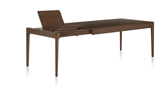 Mesa extensible de roble de 6 a 10 personas con tablero y extensiones de madera en tono marrón oscuro 140x90 cm