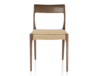 Chaise scandinave bois teinte marron foncé assise corde