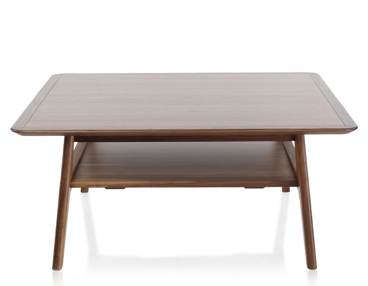Table basse carrée en noyer teinte naturelle 100x100 cm