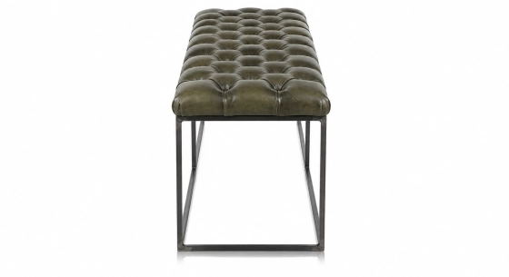 Banc Chesterfield cuir vert olive