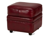 Leather pouffe burgundy studded edge