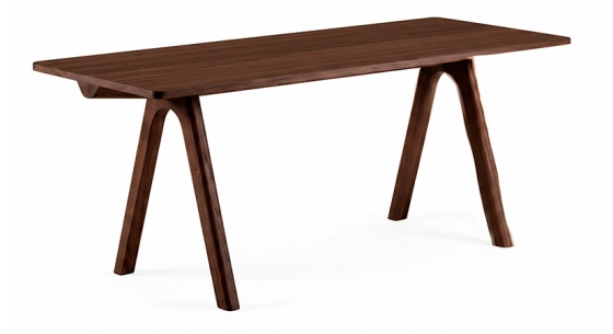 Table salle à manger en chêne 6 personnes teinte marron foncé plateau bois 160x100 cm