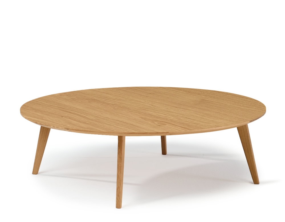 Mesa de centro redonda de roble con tablero de madera F1 tinte natural 120x120x40 cm