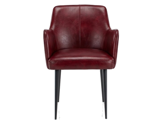 Chaise vintage avec accoudoirs cuir rouge carmin