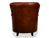 Fauteuil Chesterfield cuir marron vintage moyen dossier