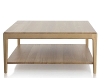 Mesa de centro cuadrada de roble con estante tinte natural 100x100 cm