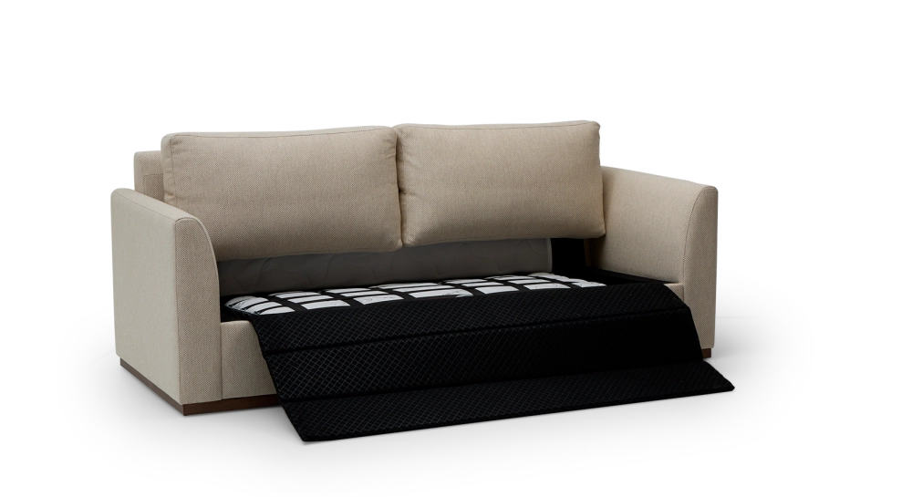 3-seater convertible sofa beige mottled fabrics