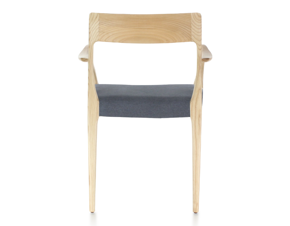 Scandinavian chair natural tint wood, grey fabric seat