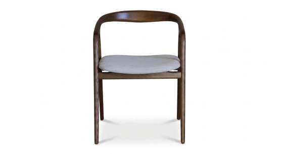 Chaise scandinave bois teinte marron foncé assise tissu beige naturel
