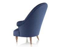 Toad armchair with armrests walnut-stained wooden legs and navy blue high-back fabric