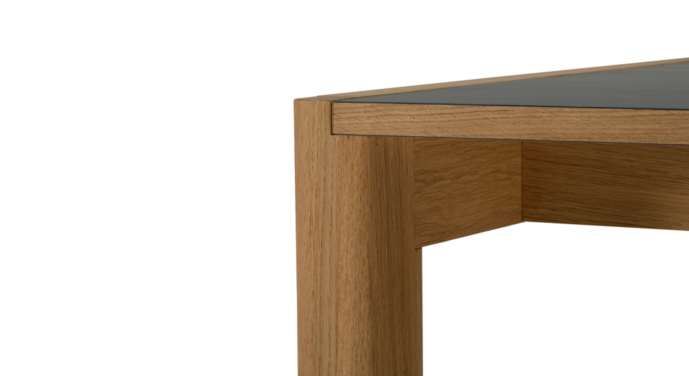 Bureau bench 2 postes chêne teinte naturelle plateau fenix vert foncé 140x160