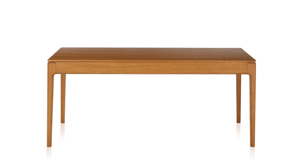 Table salle à manger 8 personnes en chêne teinte merisier plateau bois 210x100 cm