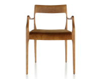Scandinavian armchair with armrests cherry-stained wood, bronze velvet seat