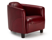 Fauteuil club cuir rouge carmin