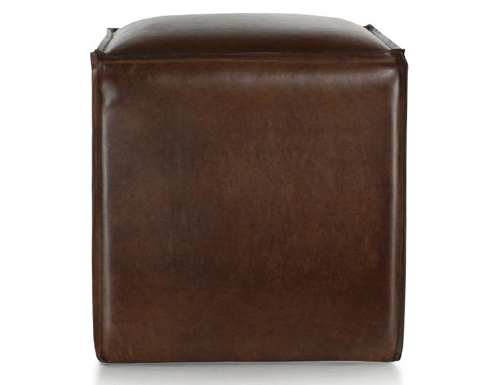 Leather pouffe dark brown
