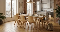 Table salle à manger 8 personnes en chêne teinte naturelle plateau bois 210x100 cm