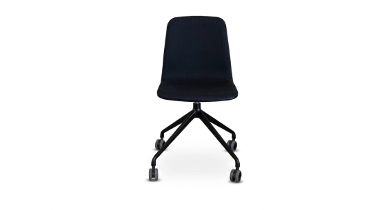 Silla de oficina con ruedas respaldo de madera tinte antracita asiento de lana hervida antracita