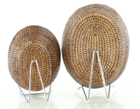 Small oval brown rattan bread basket