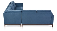 Canapé d'angle 5 places tissu bleu jean (2G - A - 2D)