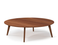 Table basse ronde en noyer plateau bois F1 teinte naturelle 110x110x40 cm