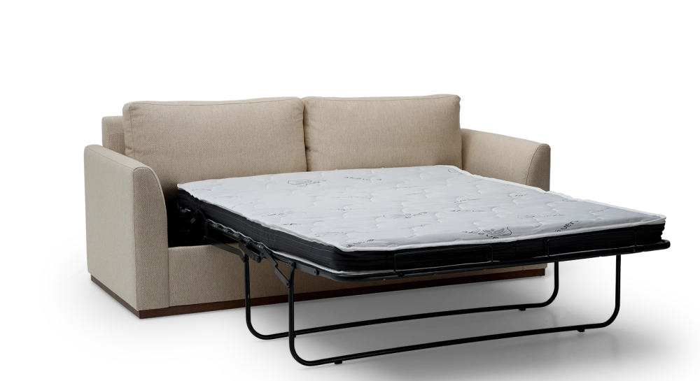 3-seater convertible sofa beige mottled fabrics